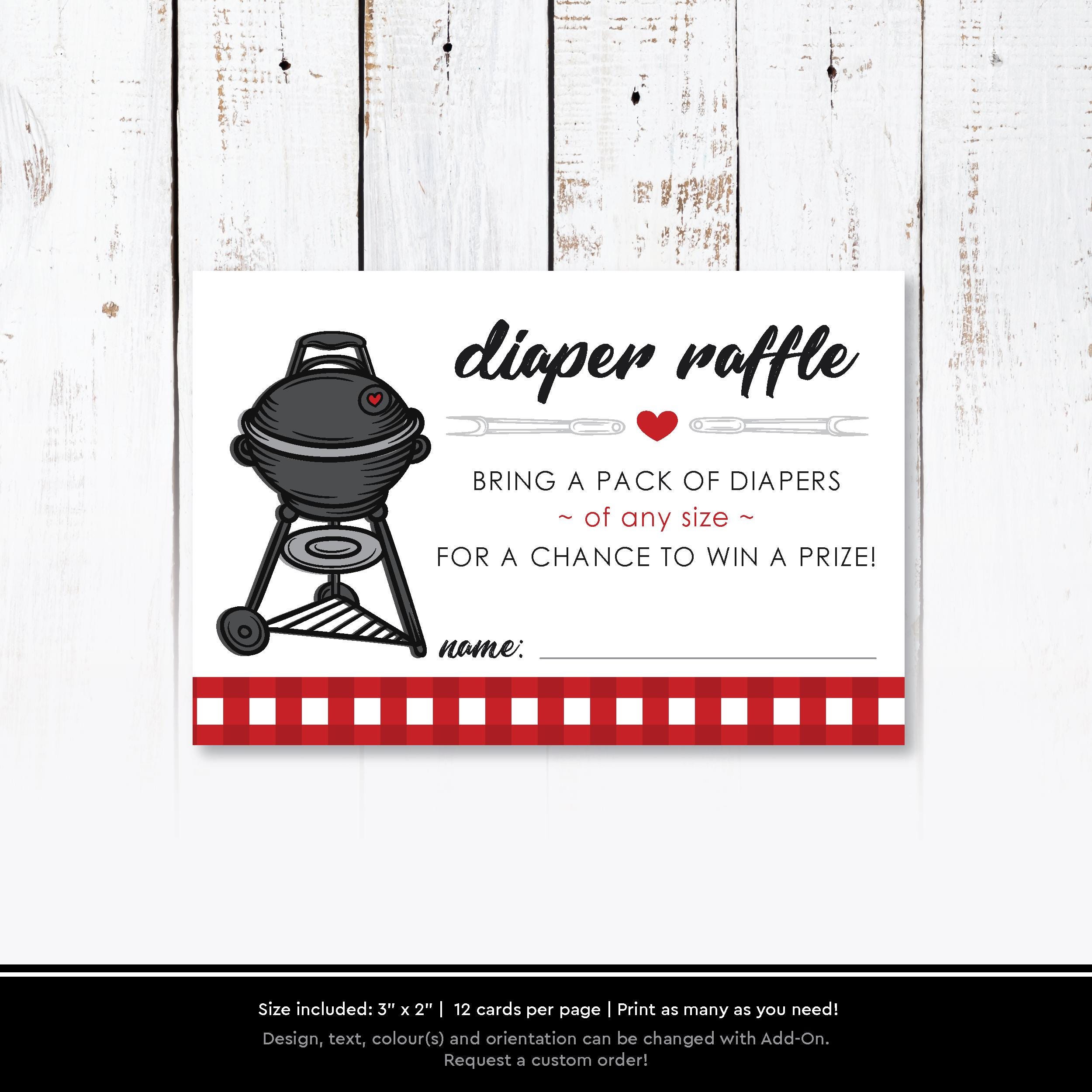Baby-q BBQ Diaper Raffle Tickets & Sign | Printable Barbecue Party ...