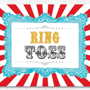 Carnival 'circus Clown' Theme printable Ring Toss Sign Ball Toss Game ...