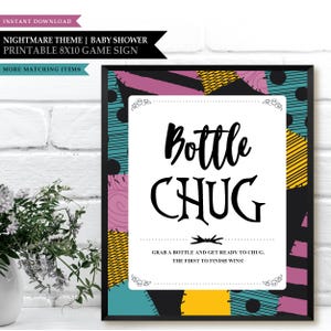 Nightmare *Skellington Love* Printable Baby Bottle Chug Game | Beer Brewing Sign | Fun Party Game | Drink Up | Patchwork | INSTANT DOWNLOAD
