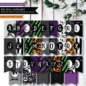 Nightmare *Halloween Town* Printable Alphabet Banner | ABC Banner Flags | Birthday Welcome Sign | Party Decorations | Custom DIY | DIGITAL