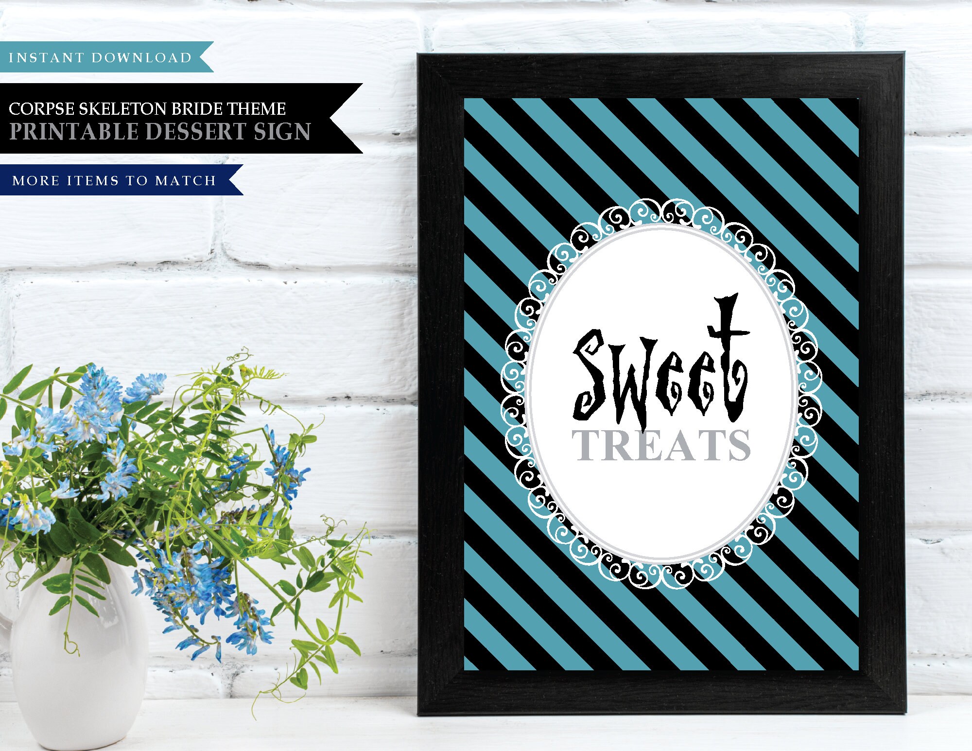 Corpse 'skeleton Bride' Theme printable Dessert Sign - Etsy