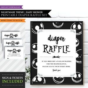 Nightmare 'halloween Town' Theme printable Diaper Raffle Ticket Baby ...