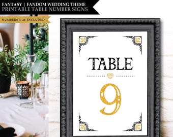 Fantasy *Hylian Heart* Printable Wedding Table Numbers | Party Guest Seating | Centerpiece Cards | Princess Video Game | INSTANT DOWNLOAD