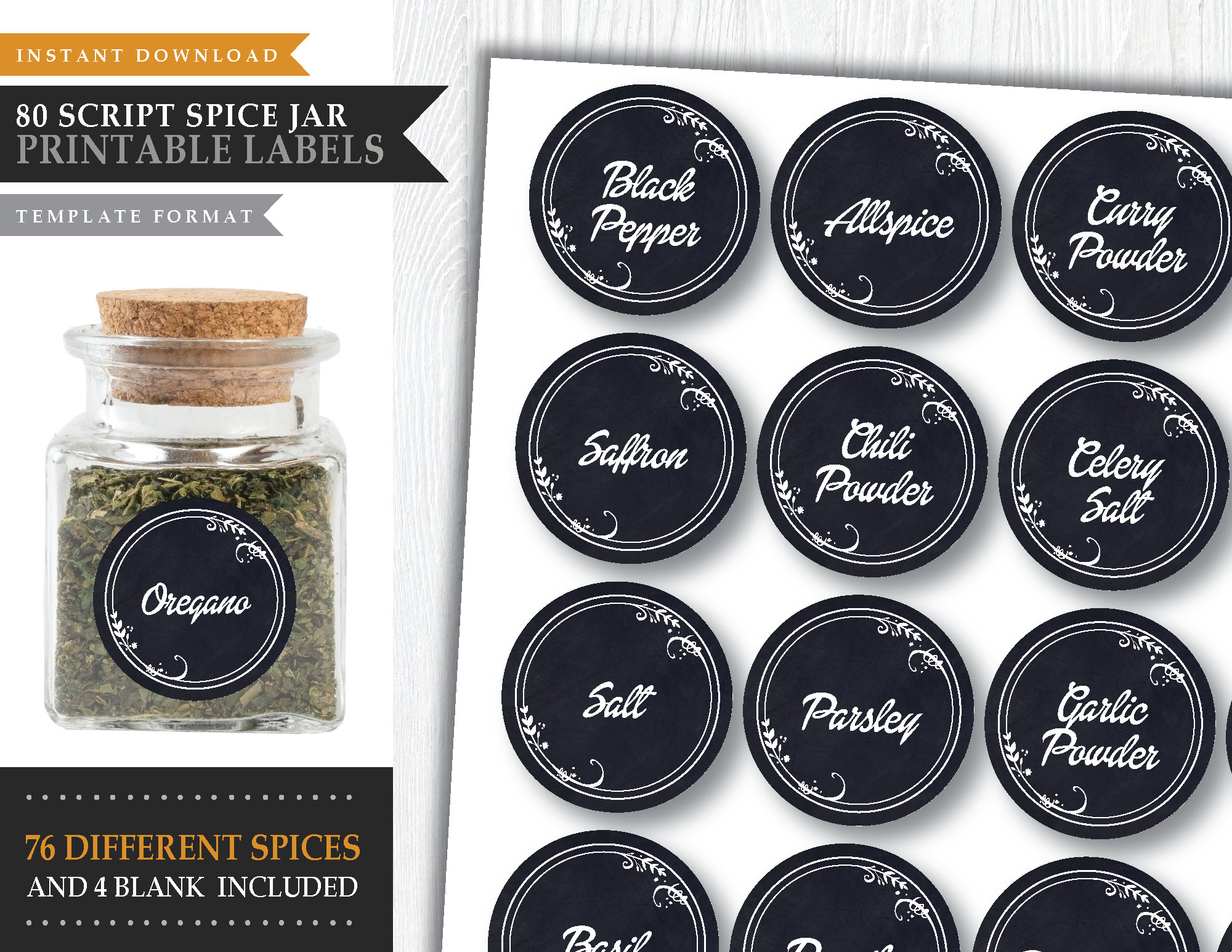 Custom Spice Jar Labels - Bowfin Printworks - List of Spices