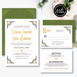 Fantasy *Hylian Heart* Printable Wedding Invitation Suite | Digital Evite | RSVP Card | Geek Wedding | Princess Party | Video Game | CUSTOM