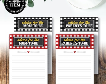 Baby-Q Advice To Parents Card | Printable BBQ Advice To Mom & Dad Game | Baby Shower Well Wishes | Red Gingham Theme: INSTANT DOWNLOAD