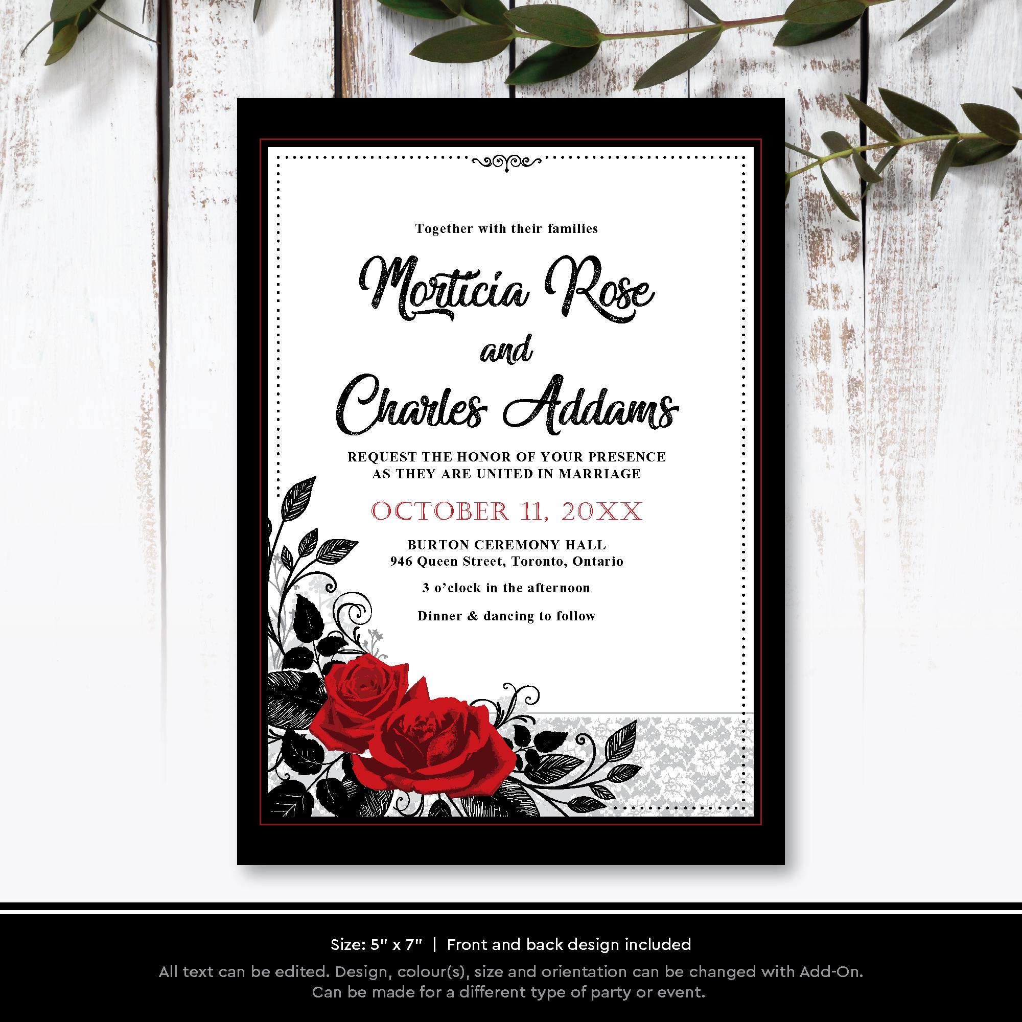 Red Roses Intertwined Printable Wedding Invitation | Digital Party 
