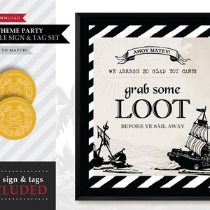Pirate 'ahoy Matey' Theme printable Party Favor Sign - Etsy