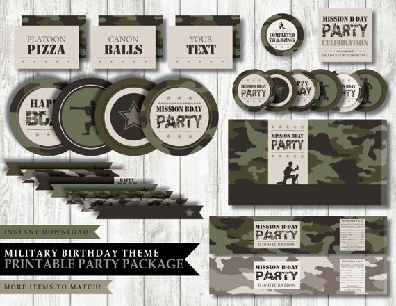 Army Military Men Theme Printable Food Party Etsy