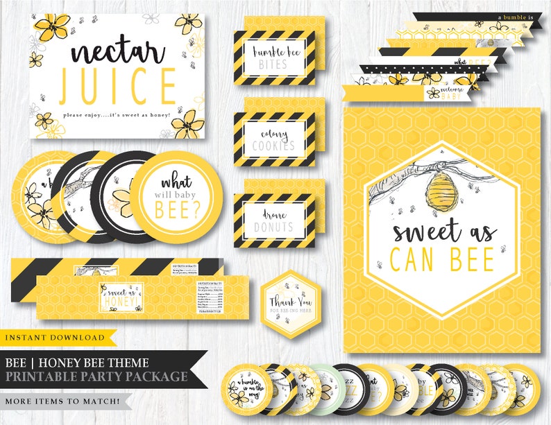 Bee 'honey Bee Tree' Theme printable Baby Shower - Etsy
