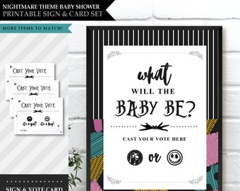 Nightmare *Skellington Love* Theme / Printable Voting Station Sign / Boy or Girl / Gender Reveal Vote Card / Guess Gender / INSTANT DOWNLOAD