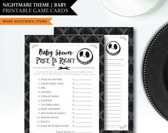 Nightmare *Halloween Town* Theme / Printable Baby Shower Game Card / Price Is Right / Item Cost Guessing Game / How Much / INSTANT DOWNLOAD