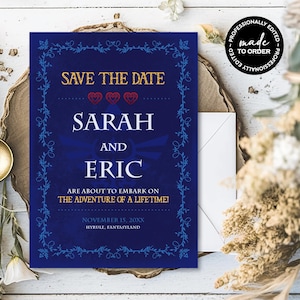Réservez votre mariage Fantasy *TriForce Blue* à imprimer | Eviter le numérique | Marquez votre calendrier | Soirée jeux vidéo | Princesse geek | PERSONNALISÉ