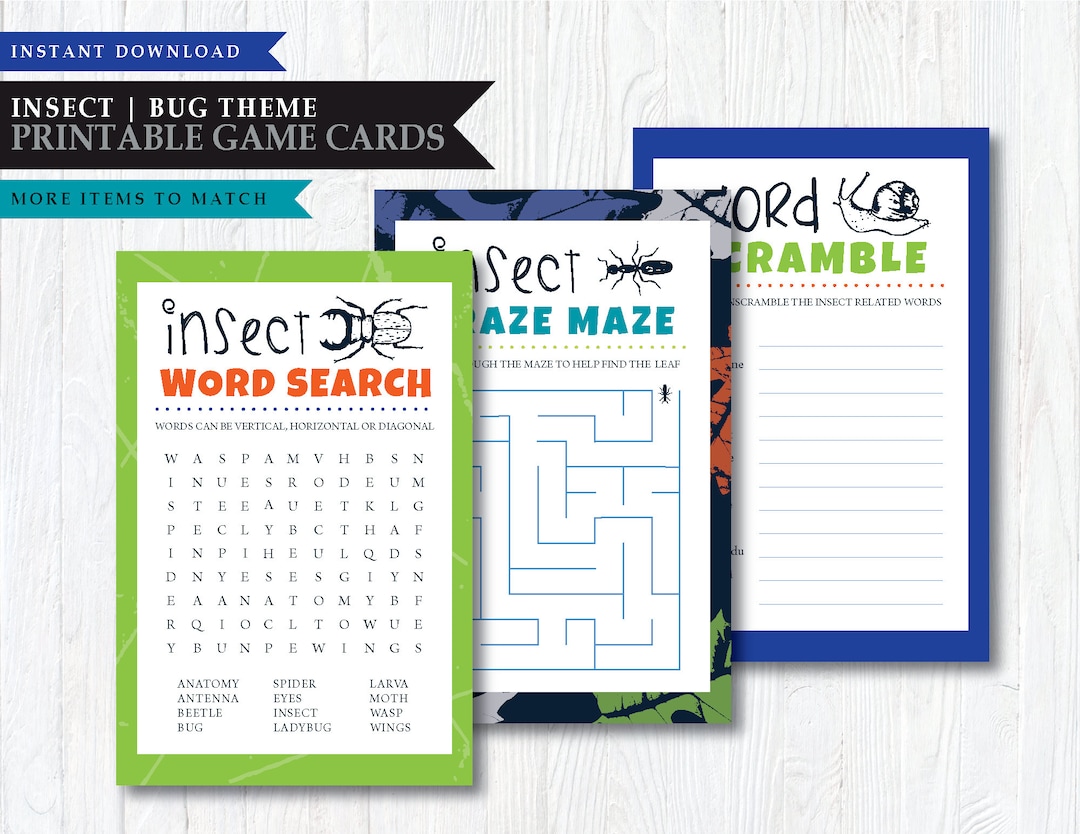 Insect 'creepy Crawlers' Blue Theme printable Kids