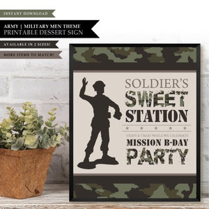Army &#39;Military Men&#39; Green Theme *Printable Sweet Station Sign* Dessert / Candy Bar / Snack / Party Decorations / Soldier / INSTANT DOWNLOAD
