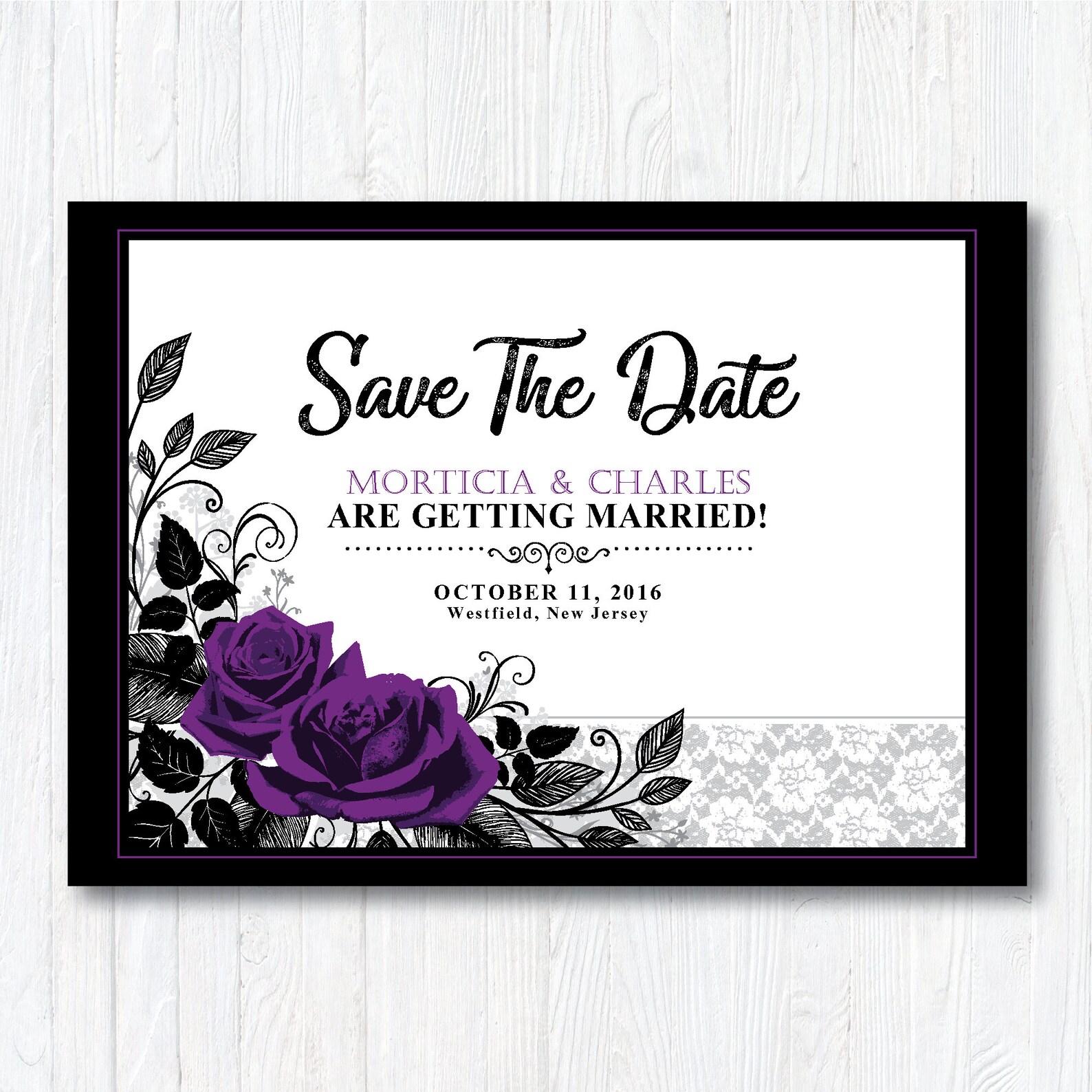 Two 'roses Intertwined' Theme *printable Wedding Save the Date* Digital ...