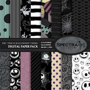Nightmare *Halloween Pale* Theme Digital Paper Pack | Printable Scrapbook Paper | JPG 12X12 Pattern | Horror Clip Art | INSTANT DOWNLOAD