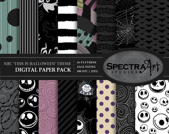 Nightmare *Halloween Pale* Theme Digital Paper Pack | Printable Scrapbook Paper | JPG 12X12 Pattern | Horror Clip Art | INSTANT DOWNLOAD