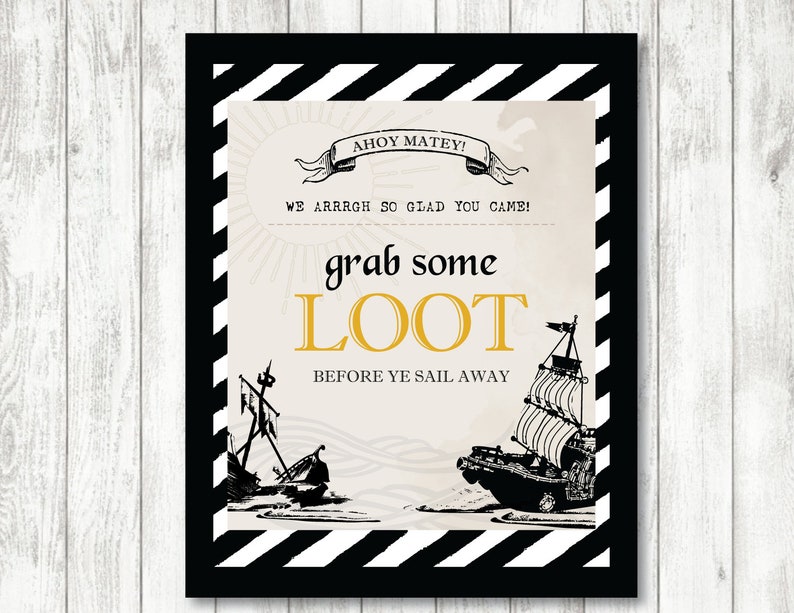 Pirate 'AHOY Matey' Theme printable Party Favor Sign | Etsy