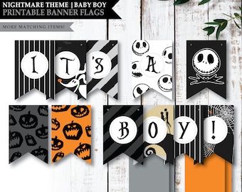 Nightmare *Halloween Town* Theme / Printable Its A Boy Banner / Boy Baby Shower / Welcome Party Sign / Shower Decorations / INSTANT DOWNLOAD