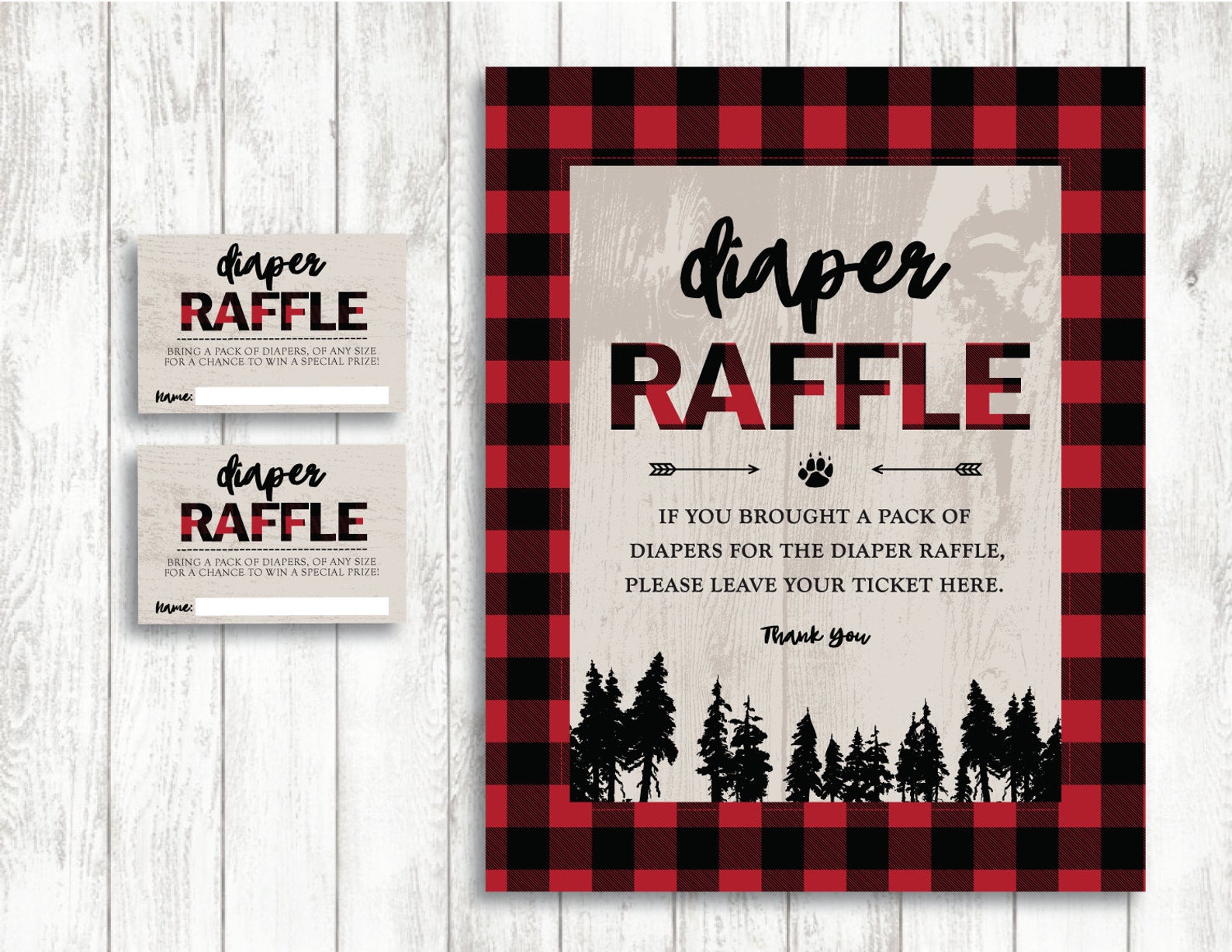 Lumberjack 'red Plaid' Theme printable Diaper Raffle | Etsy
