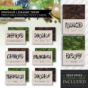 Dinosaur *Jungle Camo* Theme / Printable Folded Tent Cards / Buffet Food Cards / Dino Snack Labels / Prehistoric Jurassic / INSTANT DOWNLOAD