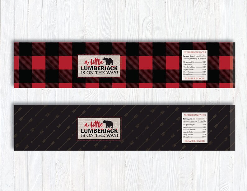 Lumberjack 'red Plaid' Theme printable Bottle Labels - Etsy