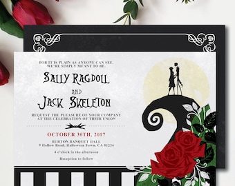 Nightmare *Moonlight Serenade* Theme / Printable Wedding Invitation / Digital Party Invitation / Halloween Wedding / Save The Date / Gothic