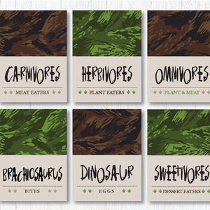 Dinosaur Jungle Camo Theme / Printable Folded Tent Cards / Buffet Food Cards / Dino Snack Labels / Prehistoric Jurassic / INSTANT DOWNLOAD image 3