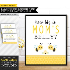 Tema Baby 'Little Bumblebee' * Jogo para imprimir Quão grande é a barriga da mãe * Jogo Bee Baby / Adivinhe o tamanho da barriga / Estômago de grávida / DOWNLOAD INSTANTÂNEO