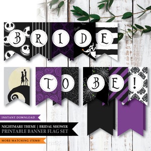 Nightmare *Halloween Town* Printable Bridal Shower Banner | Bride To Be Sign | Party Decoration | Wedding Shower | Purple | INSTANT DOWNLOAD