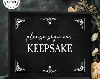 Gothic Wedding Memory Keepsake Sign | Printable 8X10 Halloween Party Guestbook Sign | Blackboard Rose Theme: INSTANT DOWNLOAD