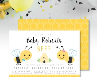 Baby 'Little Bumblebee' Theme *Printable Baby Shower Invitation* What Will Baby Bee / Gender Reveal / Cute As A Bee / Birthday / Honey Bee
