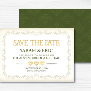 Fantasy TriForce Love Theme / Printable Wedding Invitation / Digital Card / Bridal / Save The Date / Geek Wedding / Princess Video Game image 4