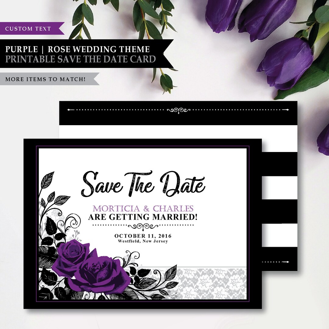 Two 'roses Intertwined' Theme *printable Wedding Save the Date* Digital ...