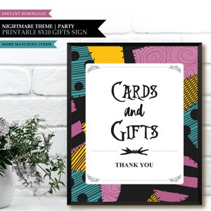 Nachtmerrie *Skellington Love* thema / afdrukbaar cadeau & kaartbord / digitaal feestbord / babyshowercadeaus / feestdecor / INSTANT DOWNLOAD
