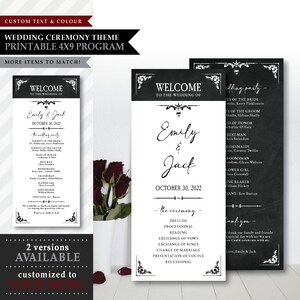 Skelett *Blackboard Rose* Thema / Druckbare Hochzeit Programm Karte / Hochzeitsschild / Gothic Halloween Skull / CUSTOM