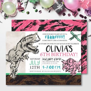 Dinosaur *Pink Camo* Printable Birthday Invitation | Digital Evite Invitation | Girls Dino Party | Jurassic T-Rex | Dinosaur Park | CUSTOM