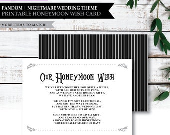 Nightmare *Moonlight Serenade* Theme / Printable Wedding Honeymoon Wish Card / Wishing Well / Party Gift Registry Insert / INSTANT DOWNLOAD
