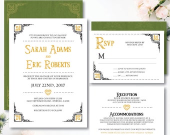 Fantasy *Hylian Heart* Theme / Printable Wedding Invitation / Digital Card / Bridal / Save The Date / Geek Wedding / Princess Video Game