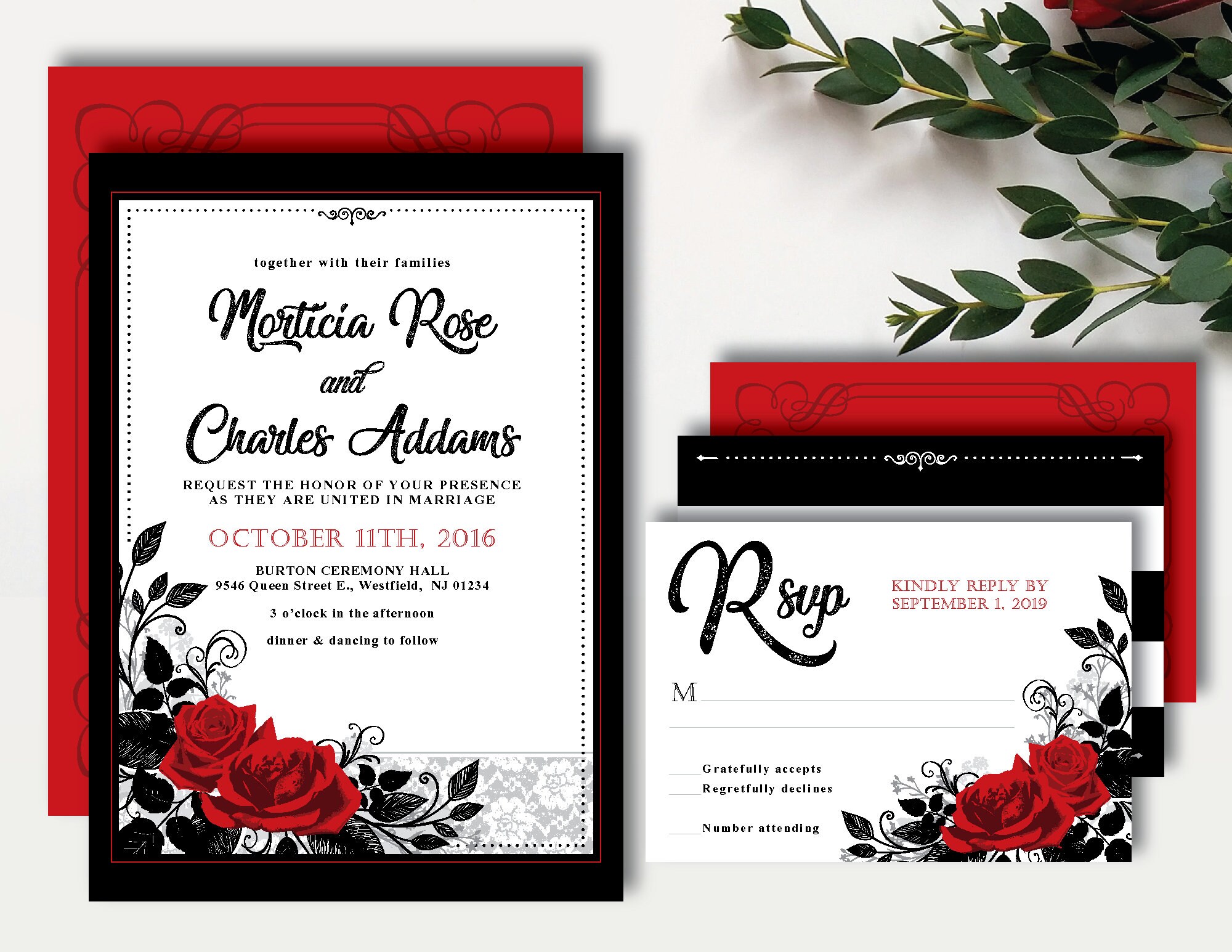 Two 'roses Intertwined' Theme printable Wedding | Etsy