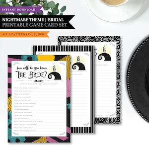 Nightmare *Skellington Love* Printable Bridal Shower Game Card | Knows Bride Best | How Well You Know | Bride To Be Quiz | INSTANT DOWNLOAD