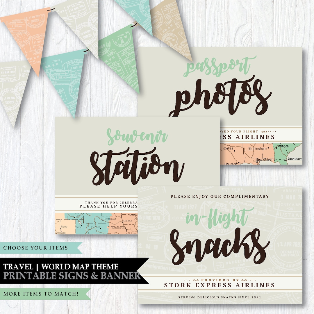 Travel 'great World Adventure' Theme *printable Baby Shower Signs ...