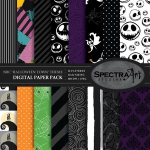 Nightmare * Halloween Town * Thema Digital Paper Pack | Druckbares Scrapbook Papier | JPG 12X12 Muster | Horror-Clip-Art | SOFORTIGER DOWNLOAD