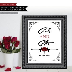 Thème romantique 'Thorn Heart' *Cadeau imprimable et signe de carte* Faveurs des invités de mariage / Rose rouge gothique / Souhaits de lune de miel / TÉLÉCHARGEMENT INSTANTANÉ