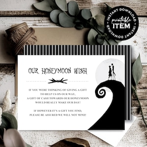 Nightmare * Meant To Be * Druckbare Flitterwochen Wünsche Karte | Hochzeit gut wünschen | Geschenkanfrage | Standesamt Karte | Halloween | SOFORTIGER DOWNLOAD