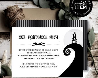 Nightmare *Meant To Be* Printable Honeymoon Wishes Card | Wedding Wishing Well | Gift Request | Registry Card | Halloween | INSTANT DOWNLOAD