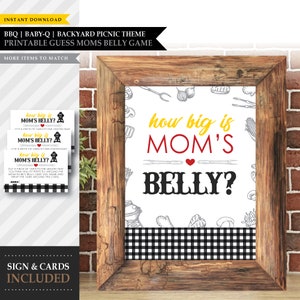 Tema Baby-Q 'Backyard BBQ Black' * Jogo para impressão do tamanho da barriga da mamãe * Adivinhe o tamanho da barriga / Chá de bebê / Estômago de grávida / DOWNLOAD INSTANTÂNEO