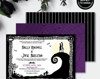 Nightmare *Haunted Hill* Printable Wedding Invitation Set | Digital Evite | Bridal Shower | Halloween Party | Dark Purple Wedding | CUSTOM
