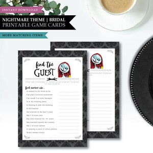 Nachtmerrie *Skellington Love* Thema / Afdrukbare Bruidsdouche Game Card / Vind de gast / Ice Breaker Game / Raad eens wie / INSTANT DOWNLOAD
